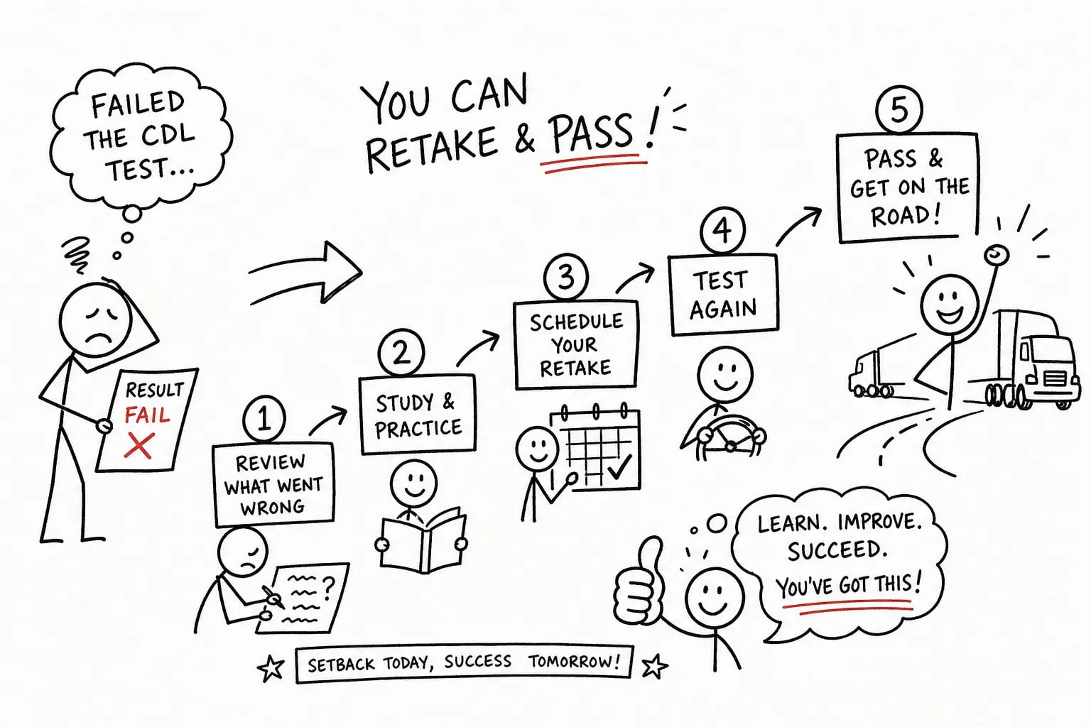 CDL test failure? Here's your step-by-step retake plan