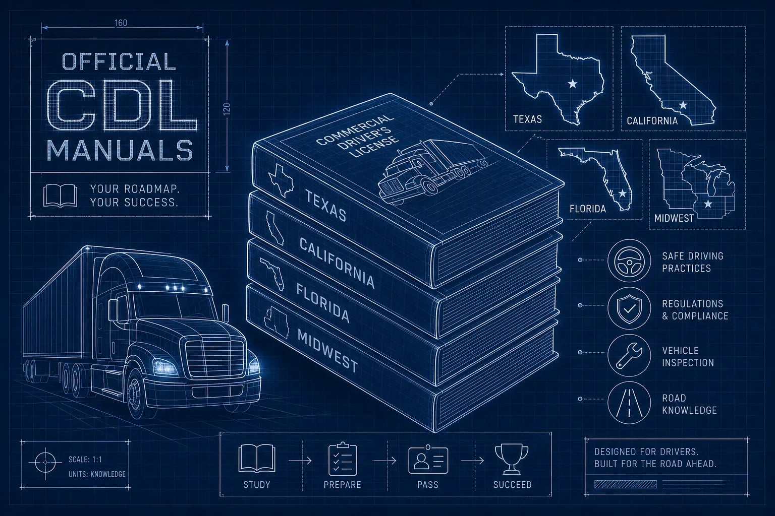 Official CDL Manuals: Texas, California, Florida & Midwest