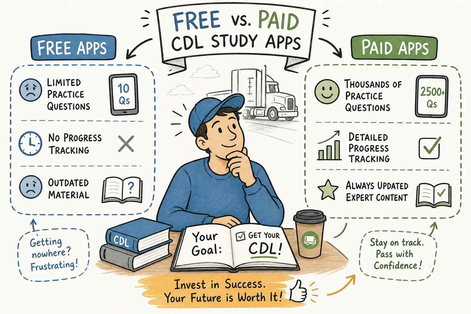 Free vs. Paid CDL Study Apps: What's the Real Difference?