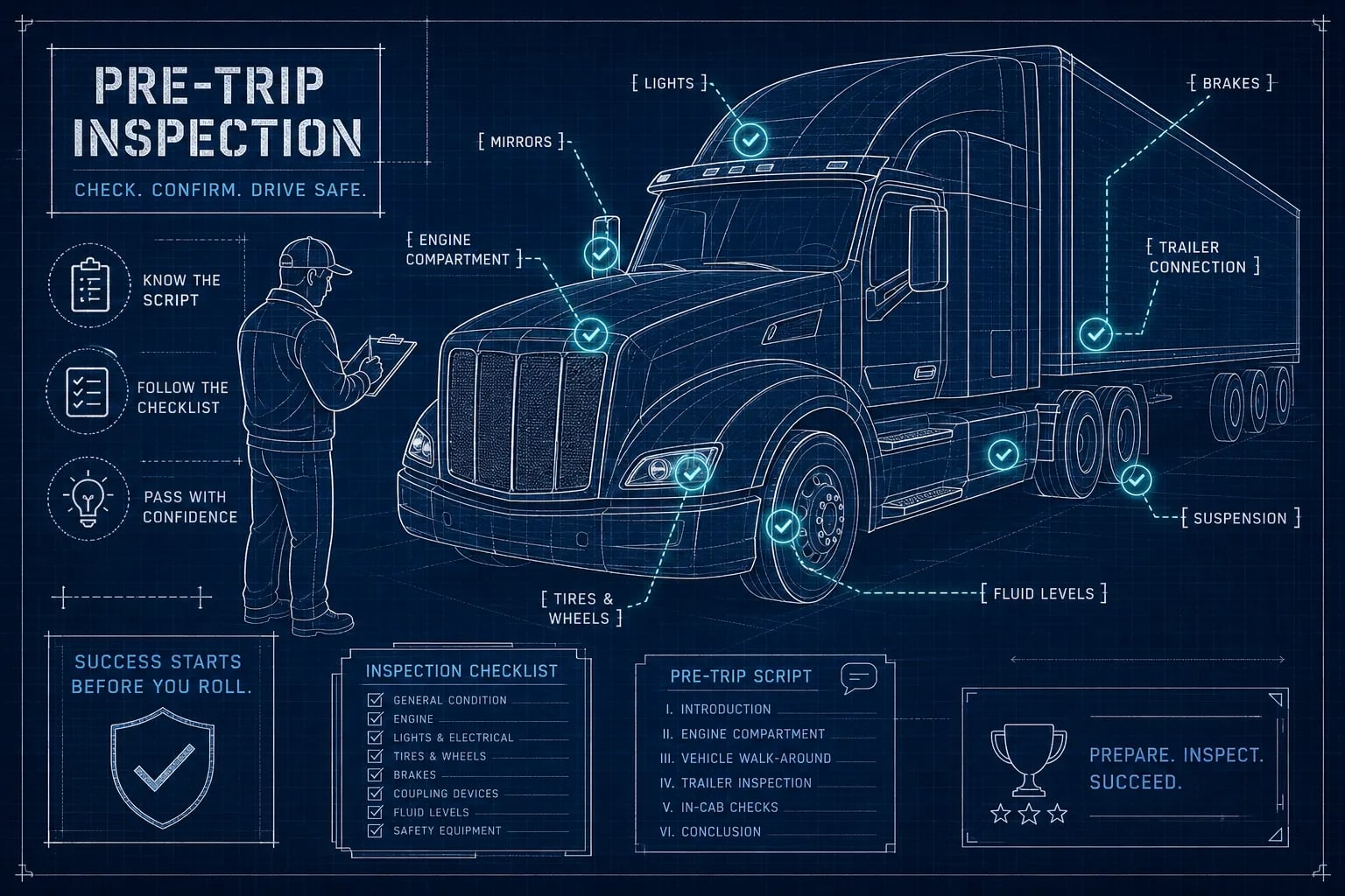 CDL Pre-Trip Inspection Exam: Script, Checklist & Tips